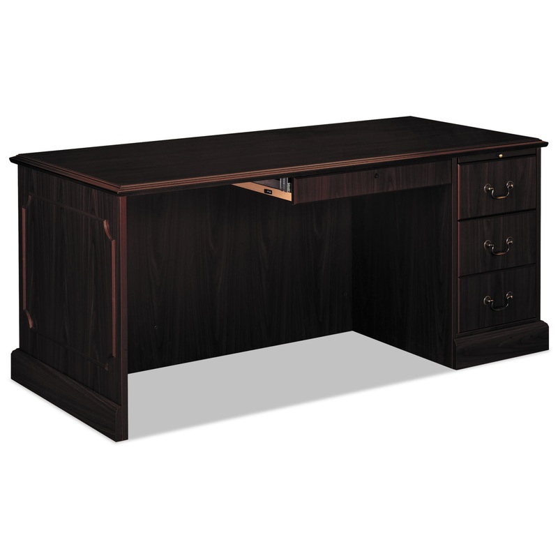 94000 SERIES “L” DESK FOR LEFT RETURN, 66W X 30D X 29.5H, MAHOGANY