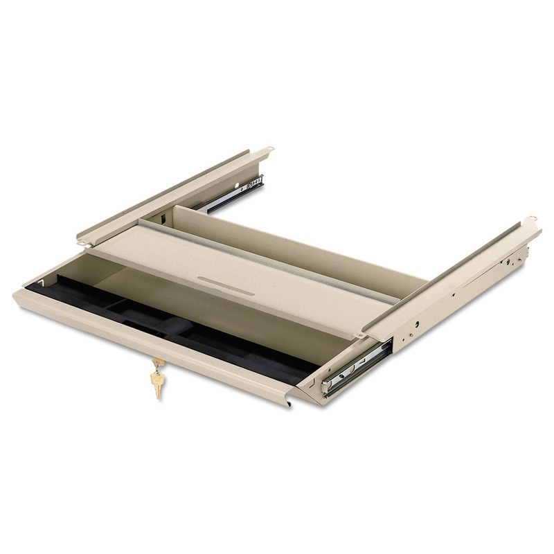 Center Drawer W/core Removable Locks, 38000 Series, 19 X 14-3/4 X 3, Light Gray
