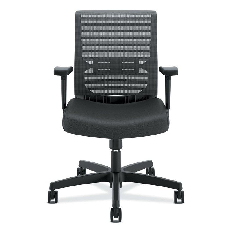 CONVERGENCE MID-BACK TASK CHAIR WITH SWIVEL-TILT CONTROL, SUPPORTS UP TO 275 LBS, VINYL, BLACK SEAT/BACK, BLACK BASE