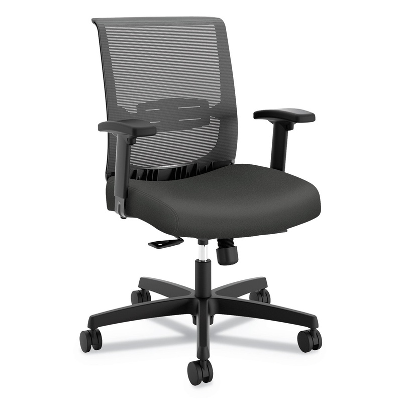 CONVERGENCE MID-BACK TASK CHAIR WITH SYNCHO-TILT CONTROL/SEAT SLIDE, SUPPORTS UP TO 275 LBS, IRON ORE SEAT, BLACK BACK/BASE