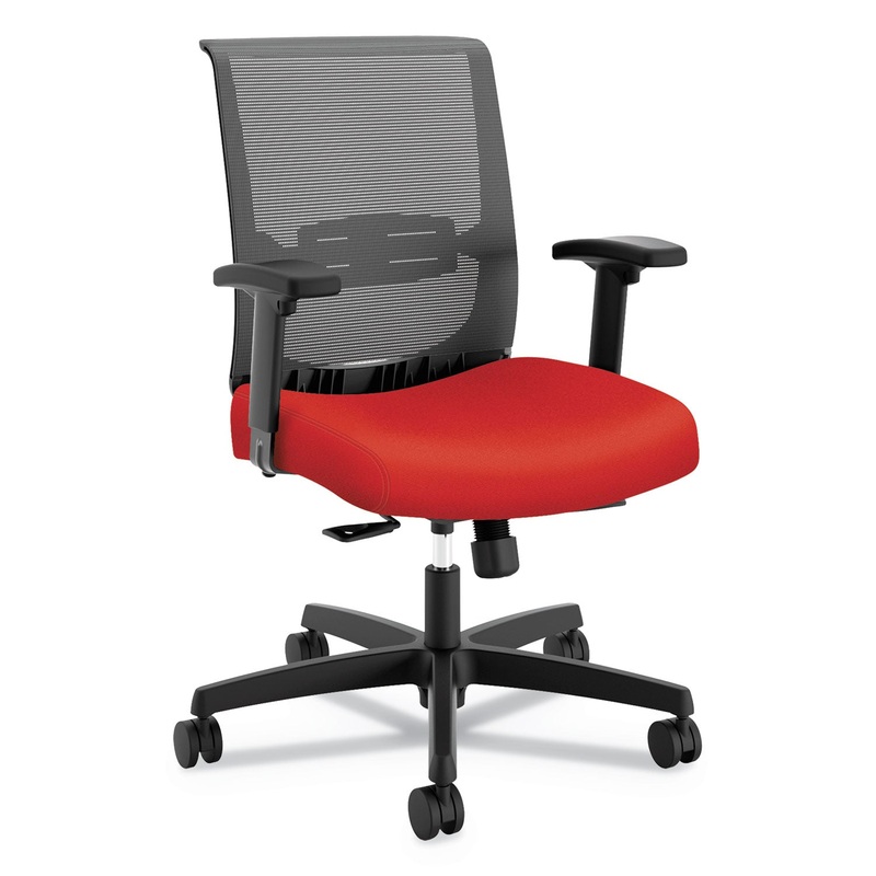CONVERGENCE MID-BACK TASK CHAIR WITH SYNCHO-TILT CONTROL WITH SEAT SLIDE, SUPPORTS UP TO 275 LBS, RED SEAT, BLACK BACK/BASE