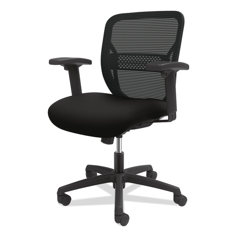 GATEWAY MID-BACK TASK CHAIR WITH ADJUSTABLE ARMS, SUPPORTS UP TO 250 LBS, BLACK SEAT, BLACK BACK, BLACK BASE