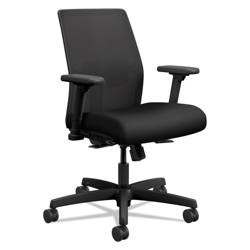 IGNITION 2.0 4-WAY STRETCH LOW-BACK MESH TASK CHAIR, SUPPORTS UP TO 300 LBS, BLACK SEAT/BACK, BLACK BASE