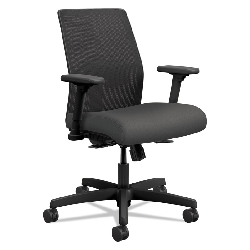 IGNITION 2.0 4-WAY STRETCH LOW-BACK MESH TASK CHAIR, SUPPORTS UP TO 300 LBS., IRON ORE SEAT, BLACK BACK/BASE