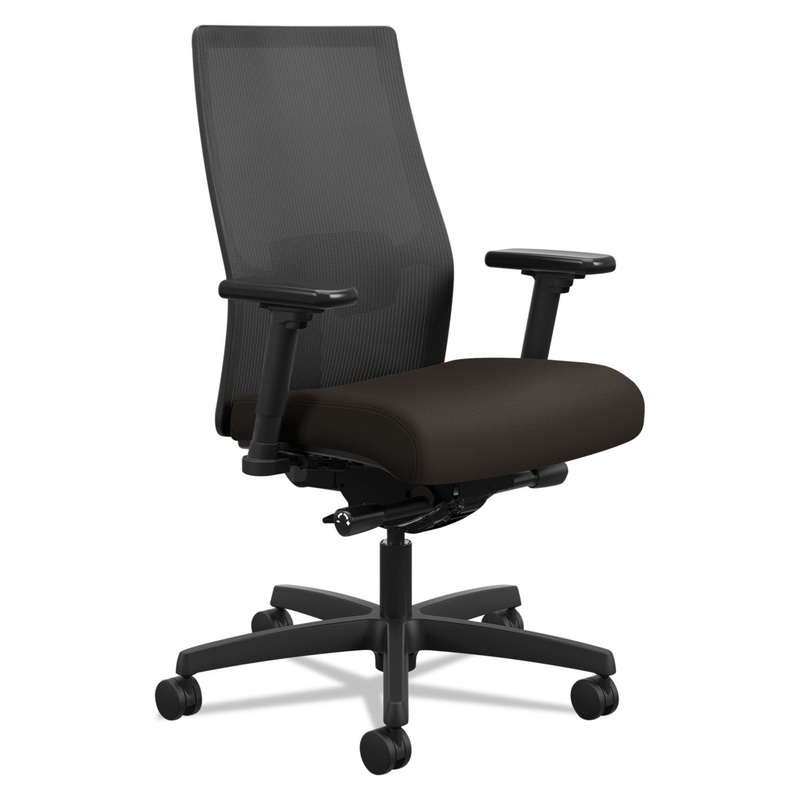 IGNITION 2.0 4-WAY STRETCH MID-BACK MESH TASK CHAIR, SUPPORTS UP TO 300 LBS., ESPRESSO SEAT, BLACK BACK/BASE