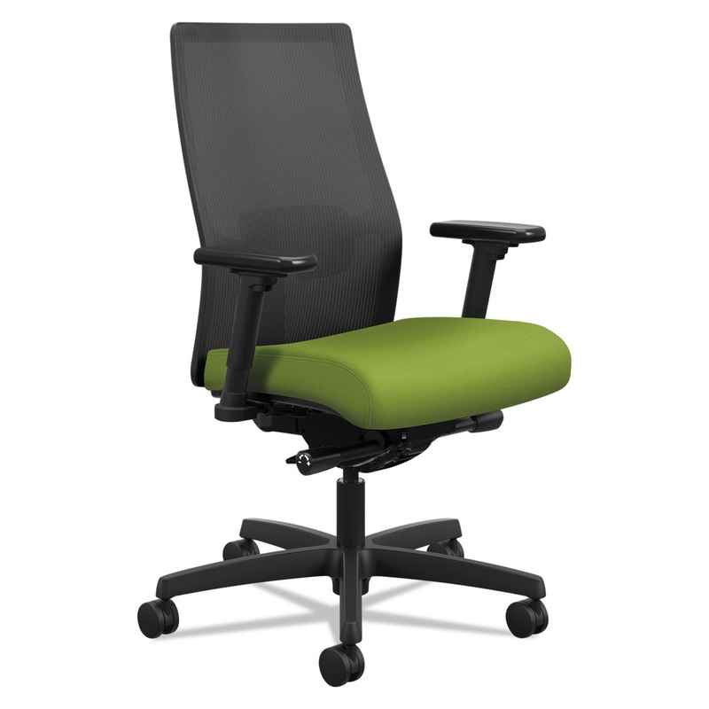 IGNITION 2.0 4-WAY STRETCH MID-BACK MESH TASK CHAIR, SUPPORTS UP TO 300 LBS., PEAR SEAT, BLACK BACK/BASE