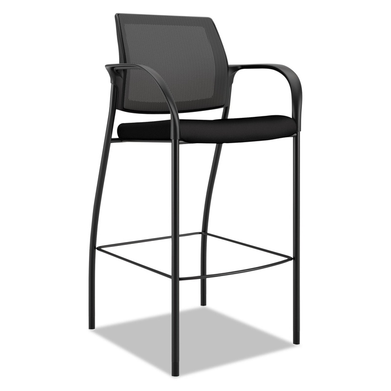 IGNITION 2.0 ILIRA-STRETCH MESH BACK CAFE HEIGHT STOOL, SUPPORTS UP TO 300 LBS., BLACK SEAT/BLACK BACK, BLACK BASE