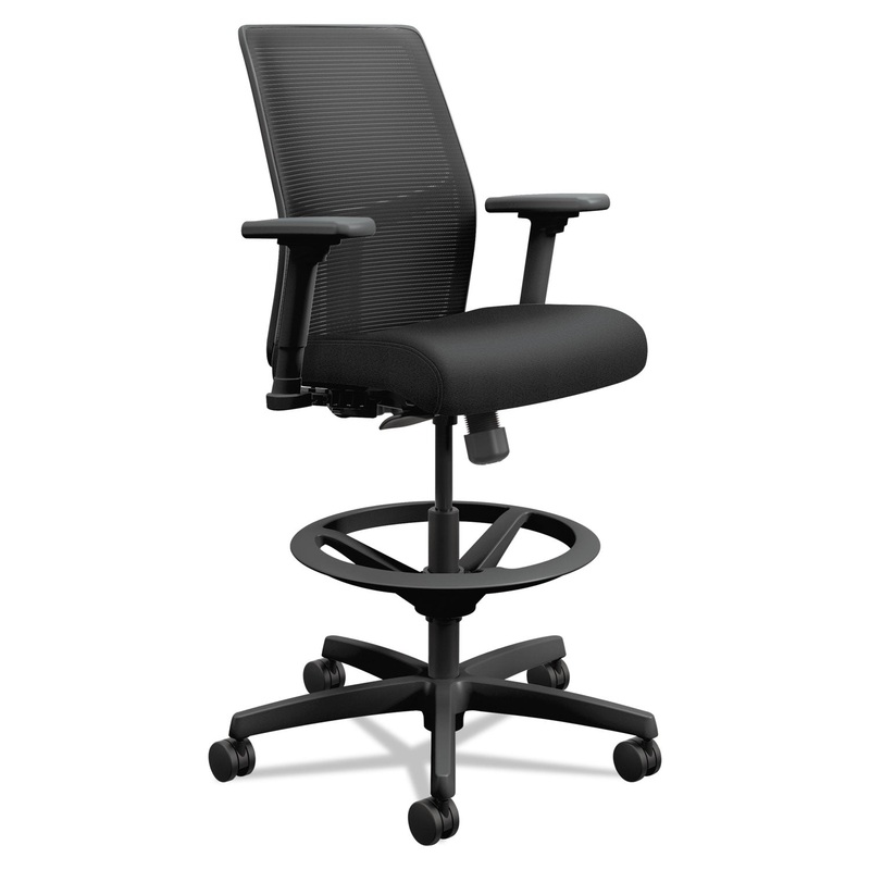 IGNITION 2.0 ILIRA-STRETCH MESH BACK TASK STOOL, 32″ SEAT HEIGHT, UP TO 300 LBS., BLACK SEAT/BLACK BACK, BLACK BASE