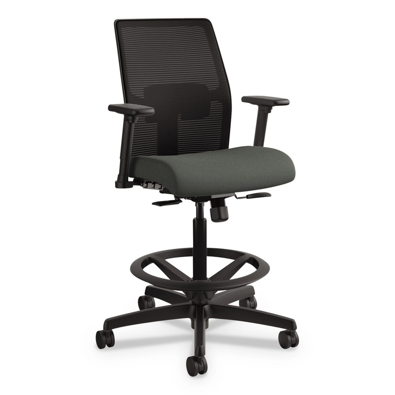 IGNITION 2.0 ILIRA-STRETCH MESH BACK TASK STOOL, 32″ SEAT HEIGHT, UP TO 300 LBS., IRON ORE SEAT/BLACK BACK, BLACK BASE
