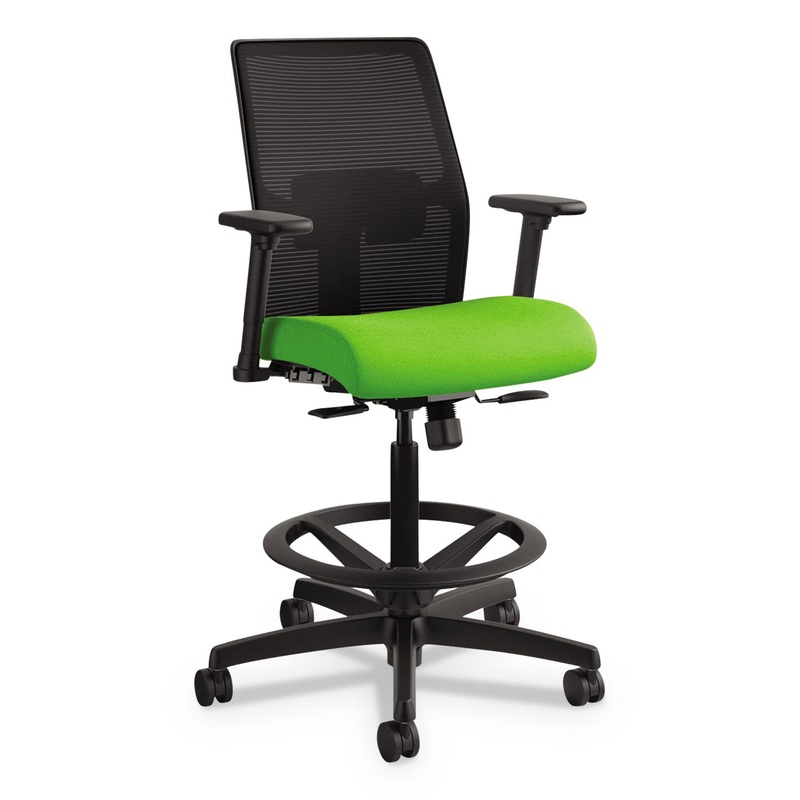 IGNITION 2.0 ILIRA-STRETCH MESH BACK TASK STOOL, 32″ SEAT HEIGHT, UP TO 300 LBS., PEAR SEAT/BLACK BACK, BLACK BASE