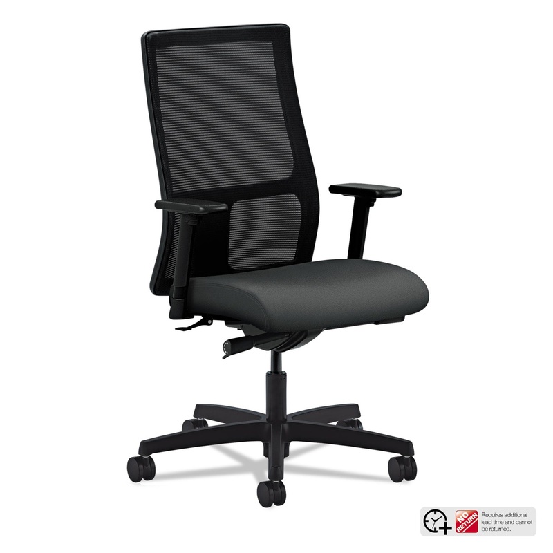 IGNITION SERIES MESH MID-BACK WORK CHAIR, SUPPORTS UP TO 300 LBS., IRON ORE SEAT/BLACK BACK, BLACK BASE