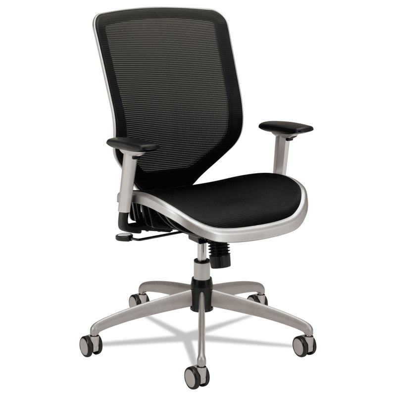BODA SERIES MESH HIGH-BACK WORK CHAIR, SUPPORTS UP TO 250 LBS., BLACK SEAT/BLACK BACK, TITANIUM BASE