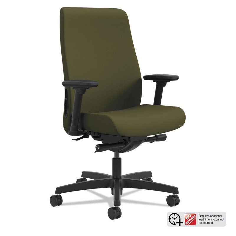 ENDORSE UPHOLSTERED MID-BACK WORK CHAIR, SUPPORTS UP TO 300 LBS., OLIVINE SEAT/OLIVINE BACK, BLACK BASE