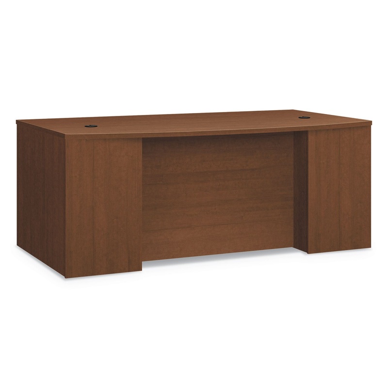 FOUNDATION BREAKFRONT DESK SHELL BOW FRONT, 72W X 42D X 29H, SHAKER CHERRY