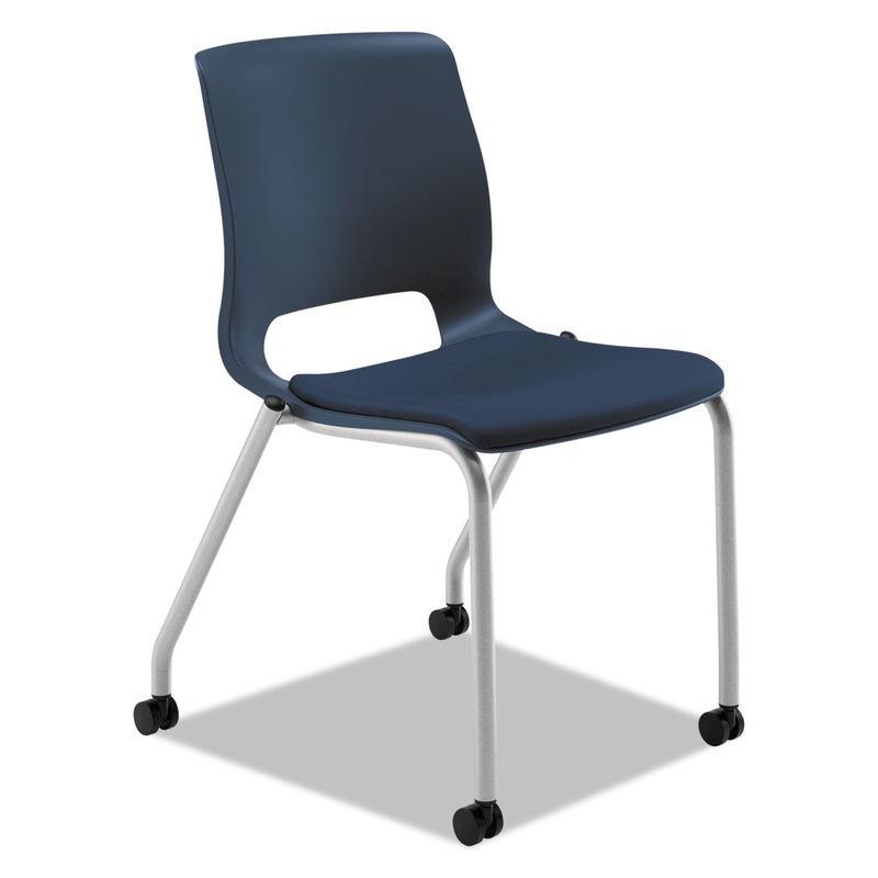 MOTIVATE FOUR-LEG STACKING CHAIR, NAVY SEAT/REGATTA BACK, PLATINUM BASE, 2/CARTON