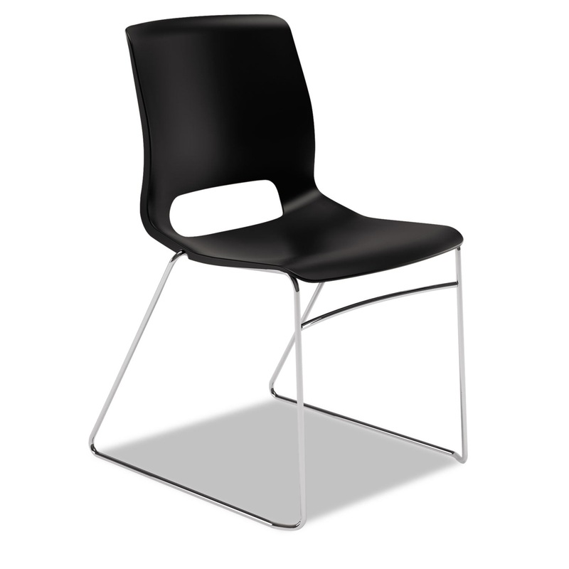 MOTIVATE HIGH-DENSITY STACKING CHAIR, ONYX SEAT/BLACK BACK, CHROME BASE, 4/CARTON
