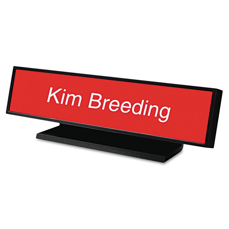 Architectural Desk Sign With Name Plate, Black, Radius Edge