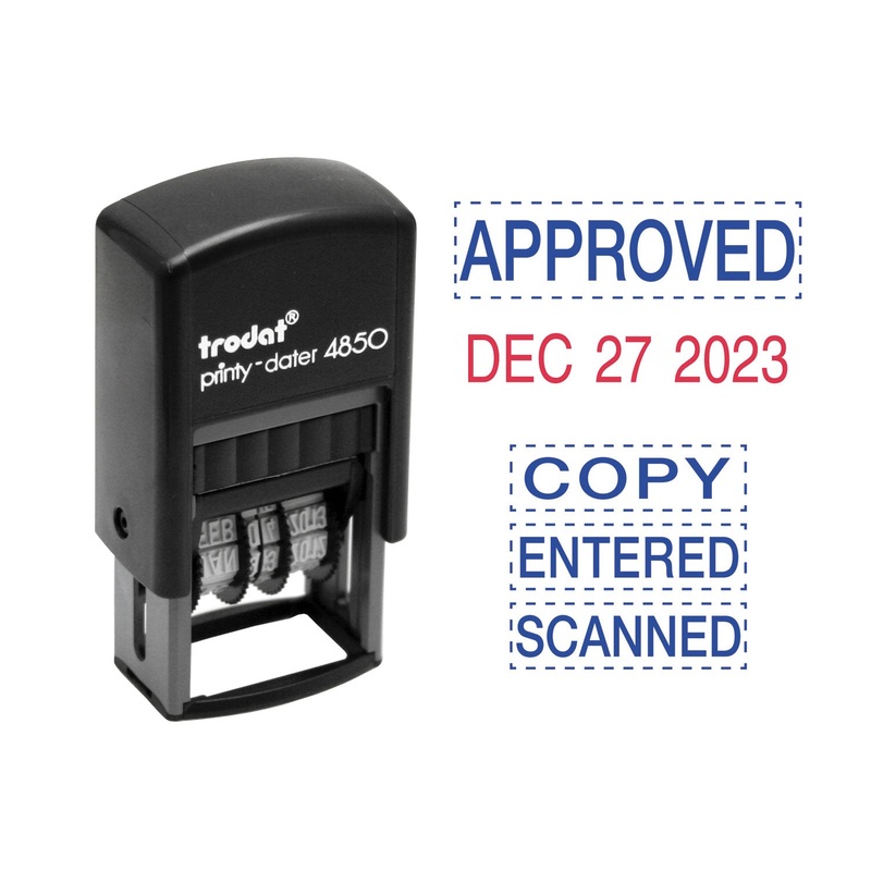 Economy 5-In-1 Micro Date Stamp, Self-Inking, 3/4 X 1, Blue/red