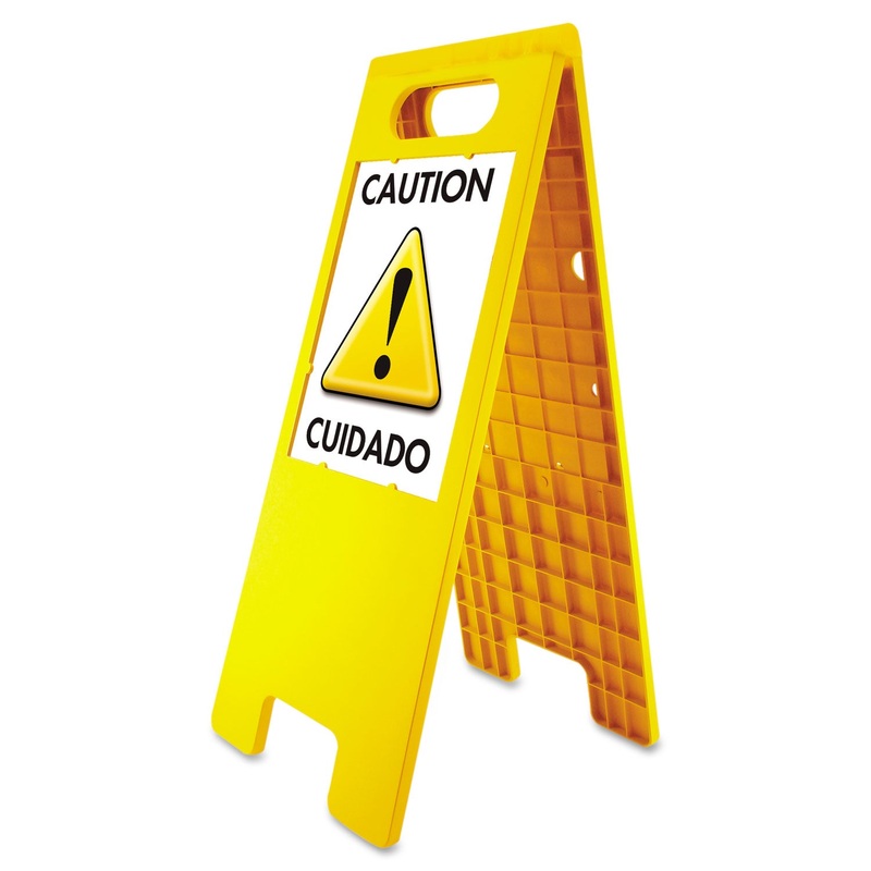 Floor Tent Sign, Doublesided, Plastic, 10 1/2″ X 25 1/2″, Yellow