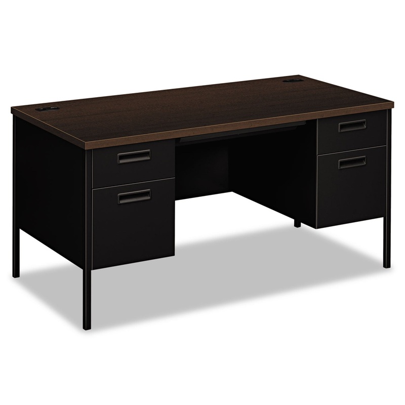 METRO CLASSIC DOUBLE PEDESTAL DESK, 60W X 30D X 29.5H, MOCHA/BLACK