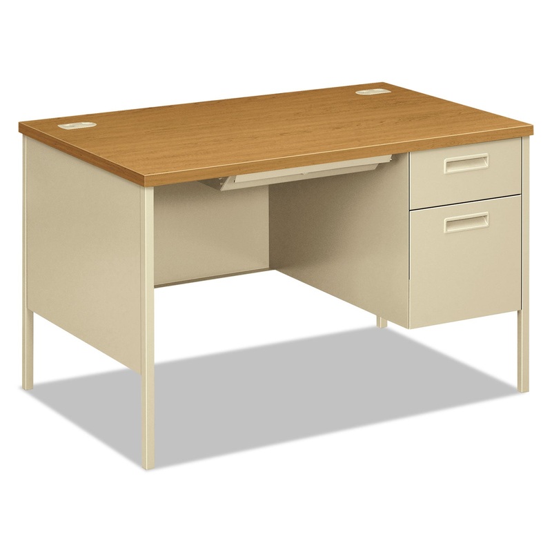 METRO CLASSIC RIGHT PEDESTAL DESK, 48W X 30D X 29.5H, HARVEST/PUTTY