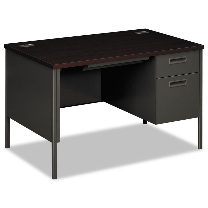 METRO CLASSIC RIGHT PEDESTAL DESK, 48W X 30D X 29.5H, MAHOGANY/CHARCOAL