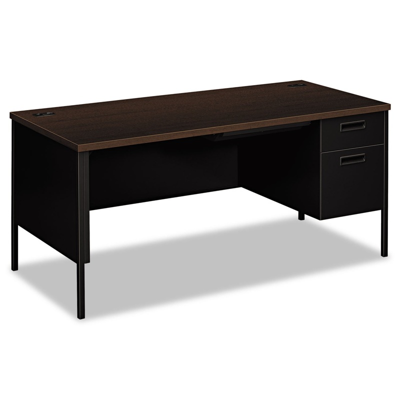 METRO CLASSIC RIGHT PEDESTAL DESK, 66W X 30D X 29.5H, MOCHA/BLACK