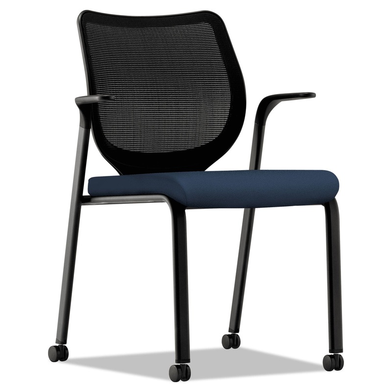 NUCLEUS SERIES MULTIPURPOSE STACKING CHAIR WITH ILIRA-STRETCH M4 BACK, NAVY SEAT/BLACK BACK, BLACK BASE