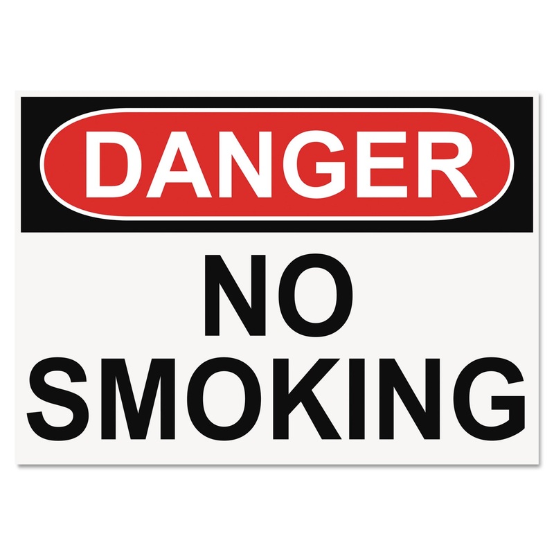 Osha Safety Signs, Danger No Smoking, White/red/black, 10 X 14