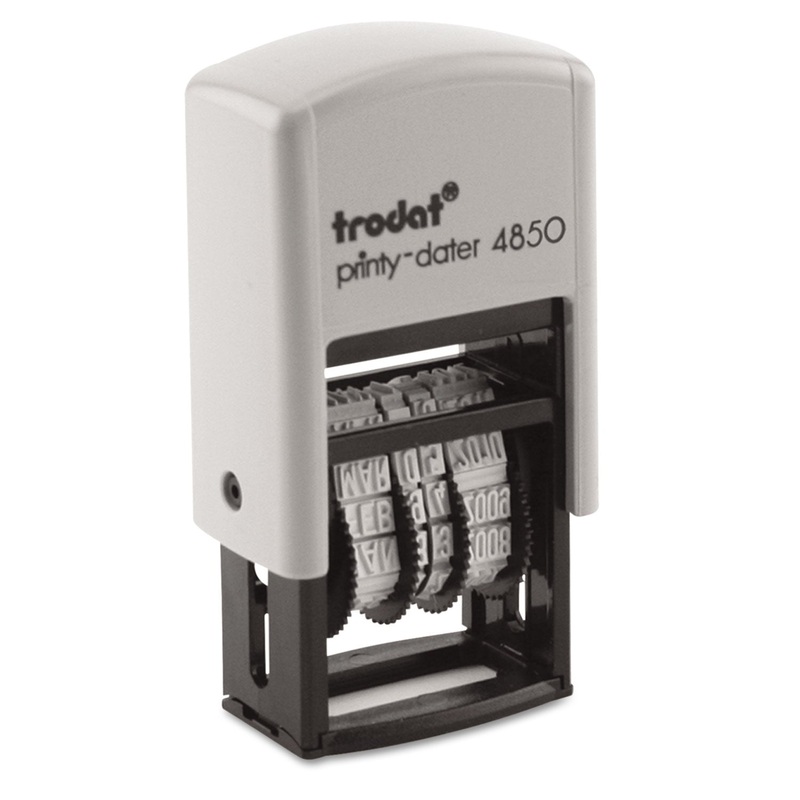 Trodat Econ Micro 5-In-1 Message Stamp, Dater, Self-Inking, 1 X 3/4, Blue/red