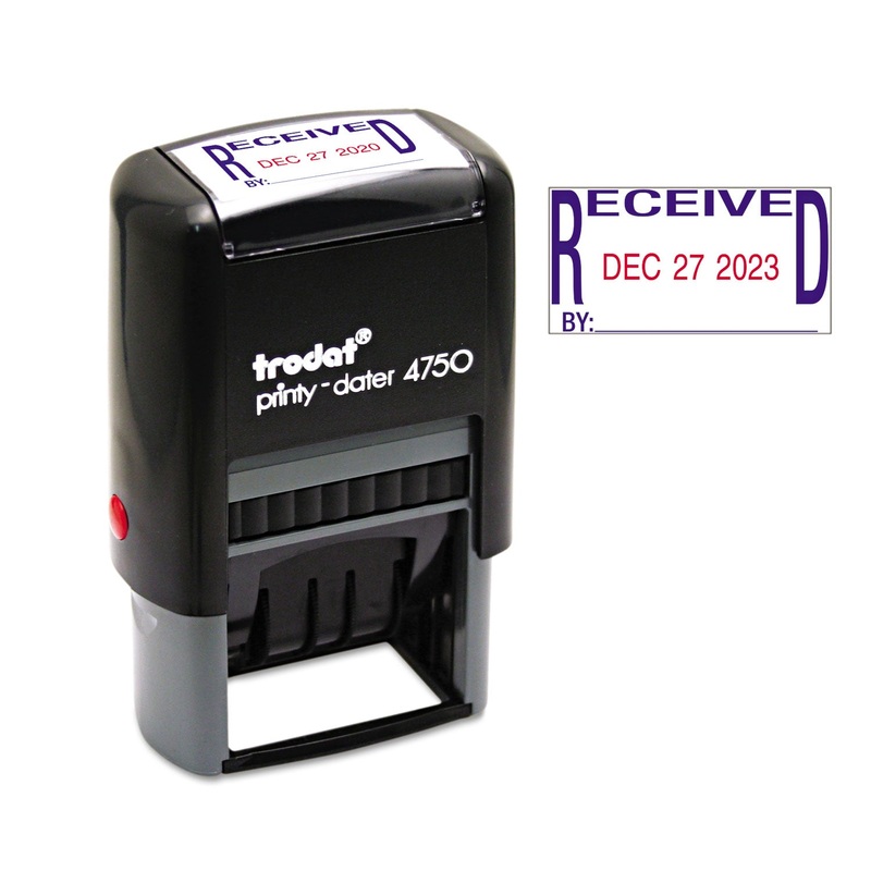 Trodat Economy Stamp, Dater, Self-Inking, 1 5/8 X 1, Blue/red