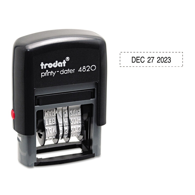 Trodat Economy Stamp, Dater, Self-Inking, 1 5/8 X 3/8, Black