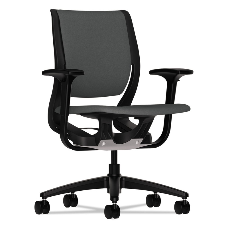 PURPOSE UPHOLSTERED FLEXING TASK CHAIR, SUPPORTS UP TO 300 LBS., IRON ORE SEAT/IRON ORE BACK, BLACK BASE
