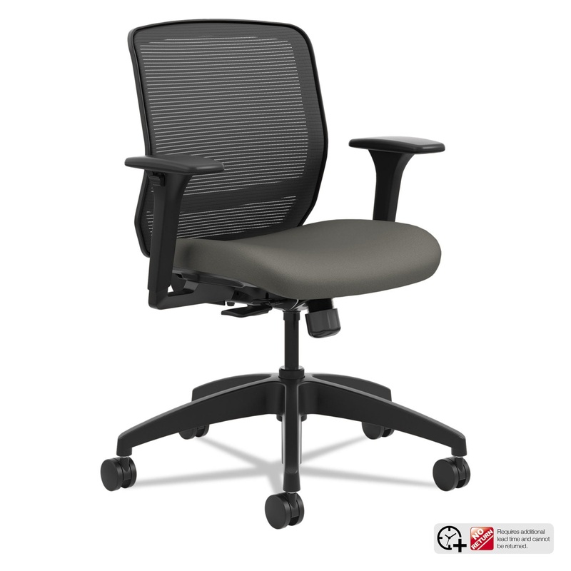 QUOTIENT SERIES MESH MID-BACK TASK CHAIR, SUPPORTS UP TO 300 LBS., IRON ORE SEAT/BLACK BACK, BLACK BASE