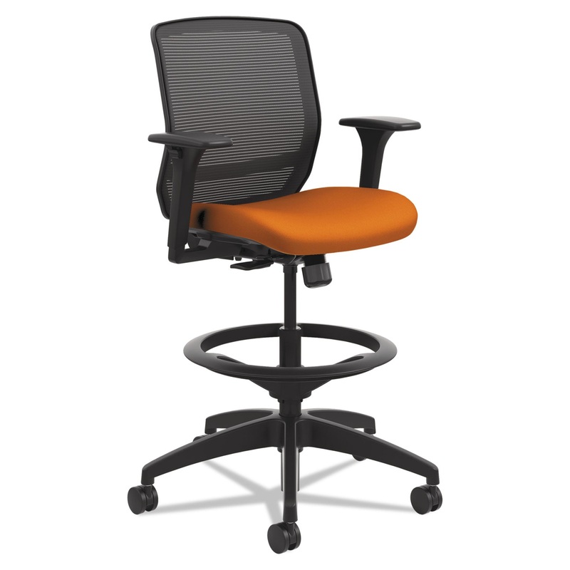 QUOTIENT SERIES MESH MID-BACK TASK STOOL, 33″ SEAT HEIGHT, SUPPORTS UP TO 300 LBS., APRICOT SEAT/BLACK BACK, BLACK BASE