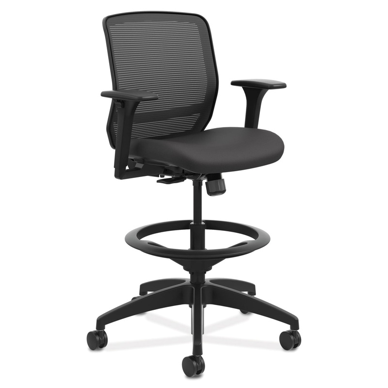 QUOTIENT SERIES MESH MID-BACK TASK STOOL, 33″ SEAT HEIGHT, SUPPORTS UP TO 300 LBS., BLACK SEAT/BLACK BACK, BLACK BASE