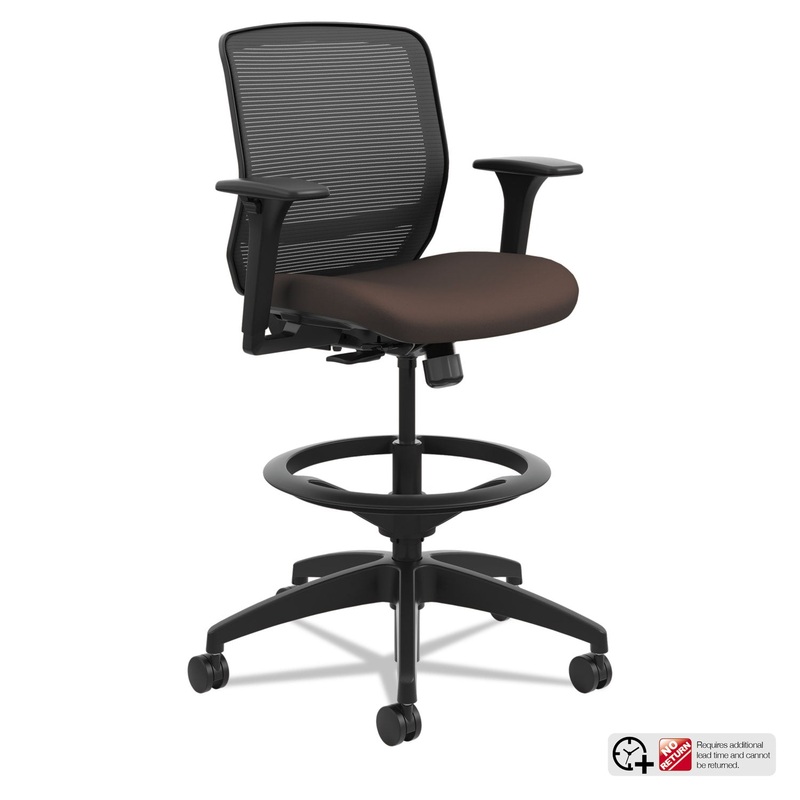 QUOTIENT SERIES MESH MID-BACK TASK STOOL, 33″ SEAT HEIGHT, SUPPORTS UP TO 300 LBS., ESPRESSO SEAT/BLACK BACK, BLACK BASE