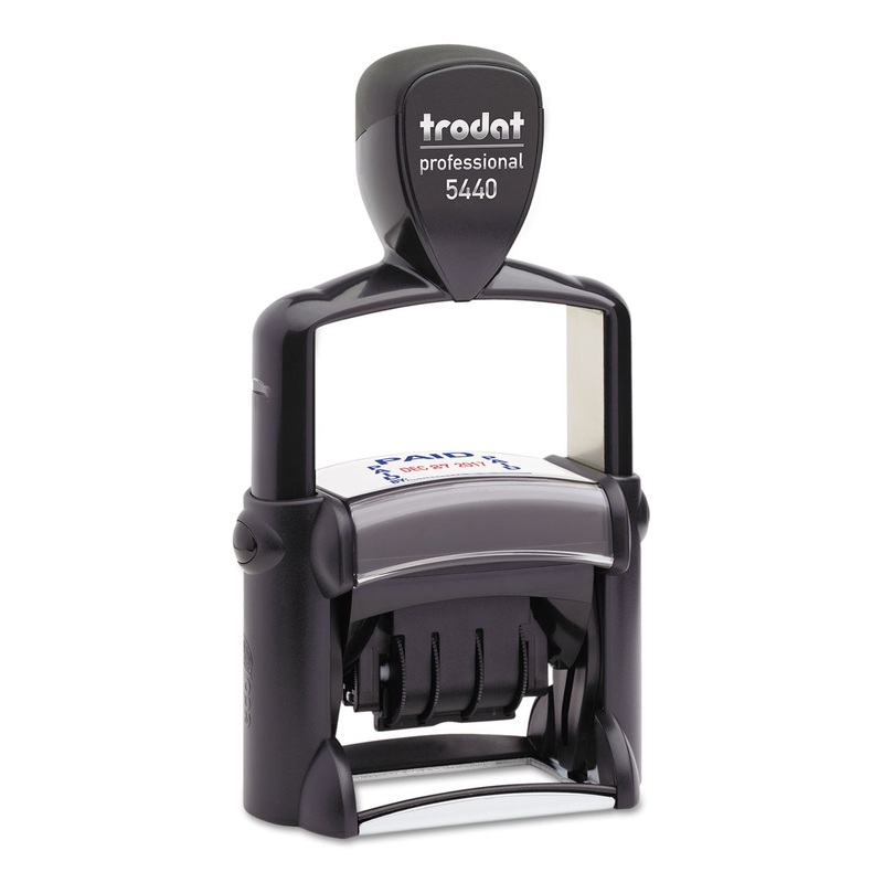 Trodat Professional 5-In-1 Date Stamp, Self-Inking, 1 1/8 X 2, Blue/red