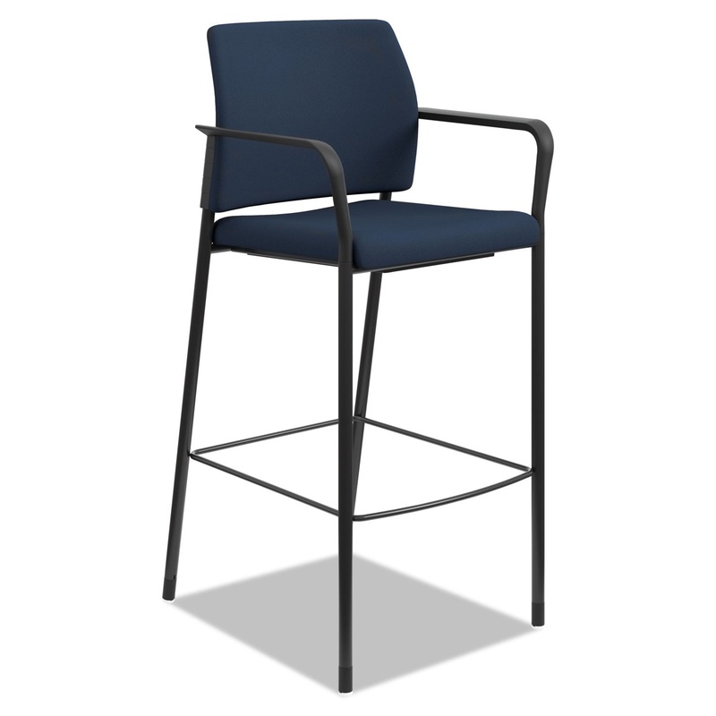 ACCOMMODATE SERIES CAFE STOOL, SUPPORTS UP TO 300 LBS., NAVY SEAT/NAVY BACK, BLACK BASE