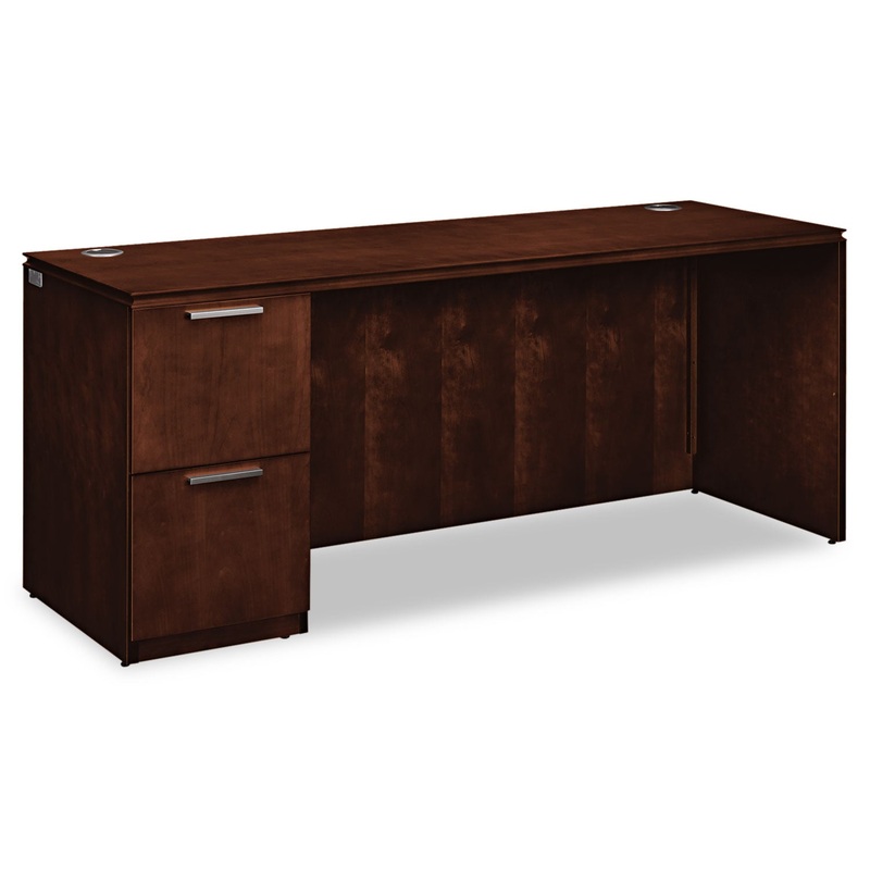 ARRIVE SINGLE PEDESTAL CREDENZA, LEFT, 72W X 24D X 29.5H, SHAKER CHERRY