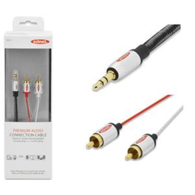 Ednet 3.5mm (M) to 2x RCA (M) 2.5m Stereo Audio Cable