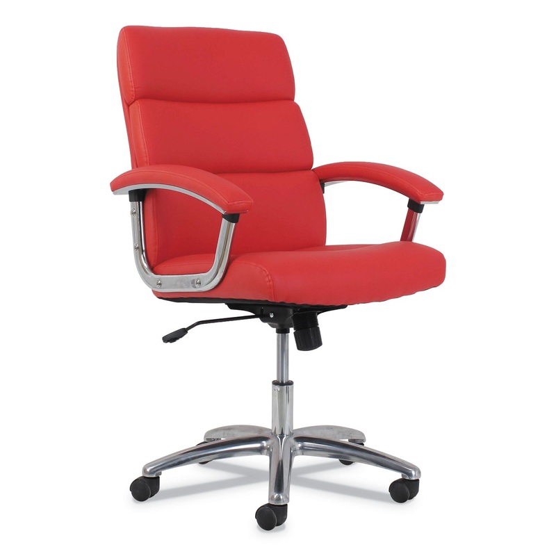TRACTION HIGH-BACK EXECUTIVE CHAIR, SUPPORTS UP TO 250 LBS., RED SEAT/RED BACK, POLISHED ALUMINUM BASE