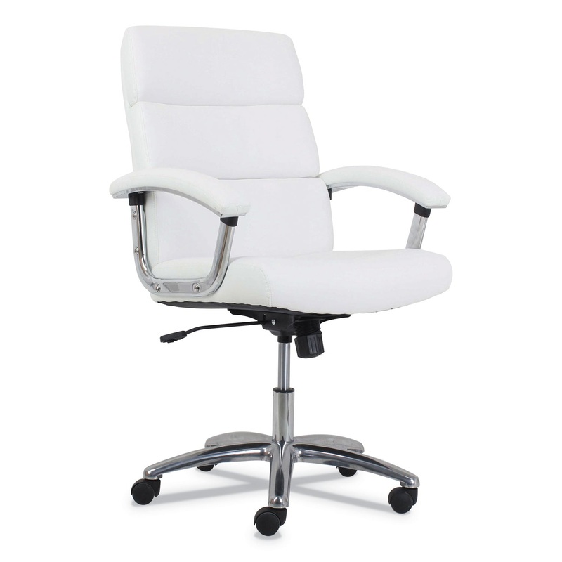 TRACTION HIGH-BACK EXECUTIVE CHAIR, SUPPORTS UP TO 250 LBS., WHITE SEAT/WHITE BACK, POLISHED ALUMINUM BASE