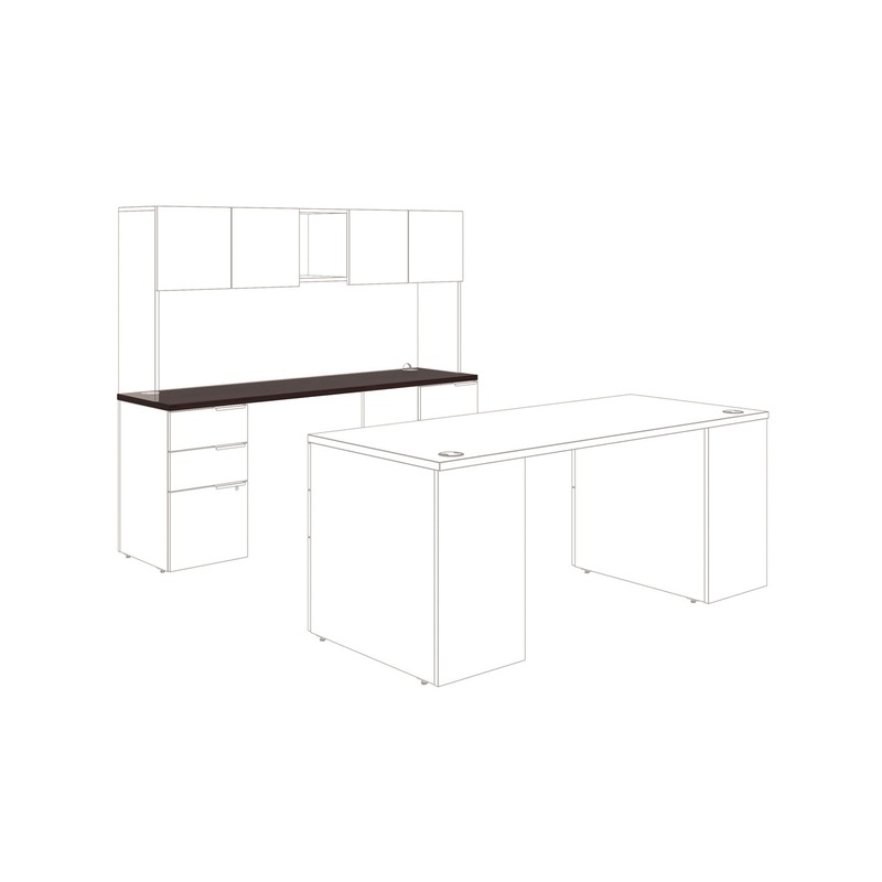 Voi Rectangular Worksurface, 72w X 20d, Mahogany