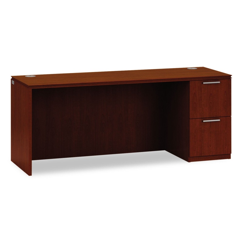 ARRIVE SINGLE PEDESTAL CREDENZA, RIGHT, 72W X 24D X 29.5H, HENNA CHERRY