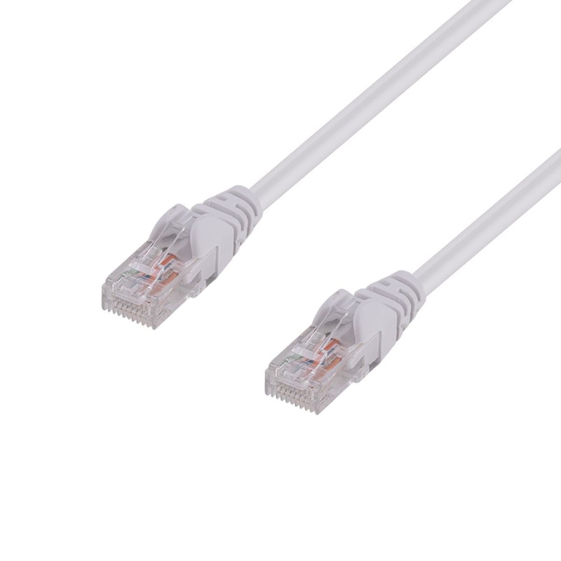 DYNAMIX 0.5m Cat6 White UTP Patch Lead (T568A Specification) 250MHz 24AWG Slimline Snagless Moulding with Unshielded Gold Plate Connector.
