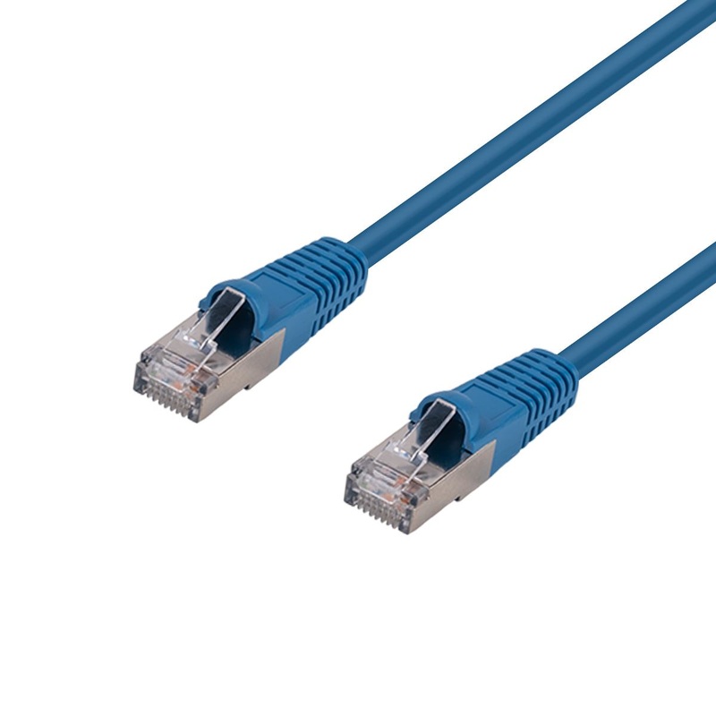 DYNAMIX 1m Cat6A S/FTP Blue Slimline Shielded 10G Patch Lead. 26AWG (Cat6 Augmented) 500MHz with Gold Plate Connectors.