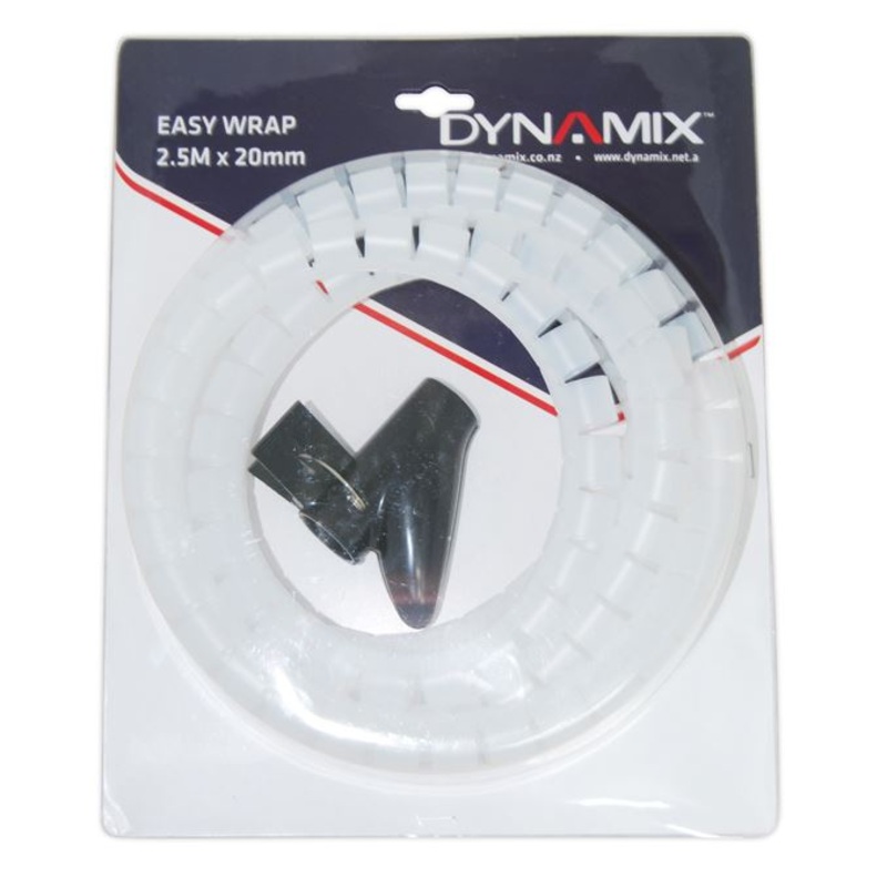 DYNAMIX 2.5mx20mm Easy Wrap – Cable Management Solution, Blister Retail Packaging, Colour Clear