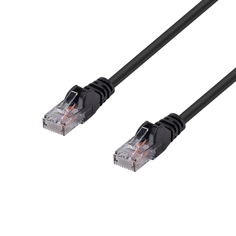 DYNAMIX 4m Cat6 Black UTP Patch Lead (T568A Specification) 250MHz 24AWG Slimline Snagless Moulding with Unshielded Gold Plate Connector.