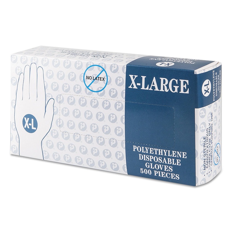 Embossed Polyethylene Disposable Gloves, X-Large, Powder-Free, Clear